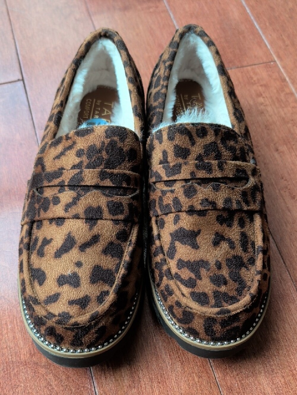 Taryn Rose 7.5 Leopard Print Faux-Fur Moccasins - Brown/Black - Never Worn - Picture 2 of 6